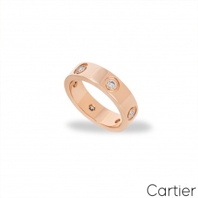 Cartier Rose Gold Full Diamond Love Ring Size 54 B4097500